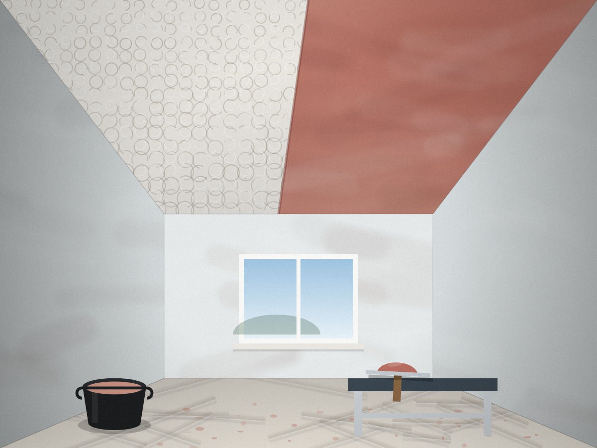 Newly plastered ceiling