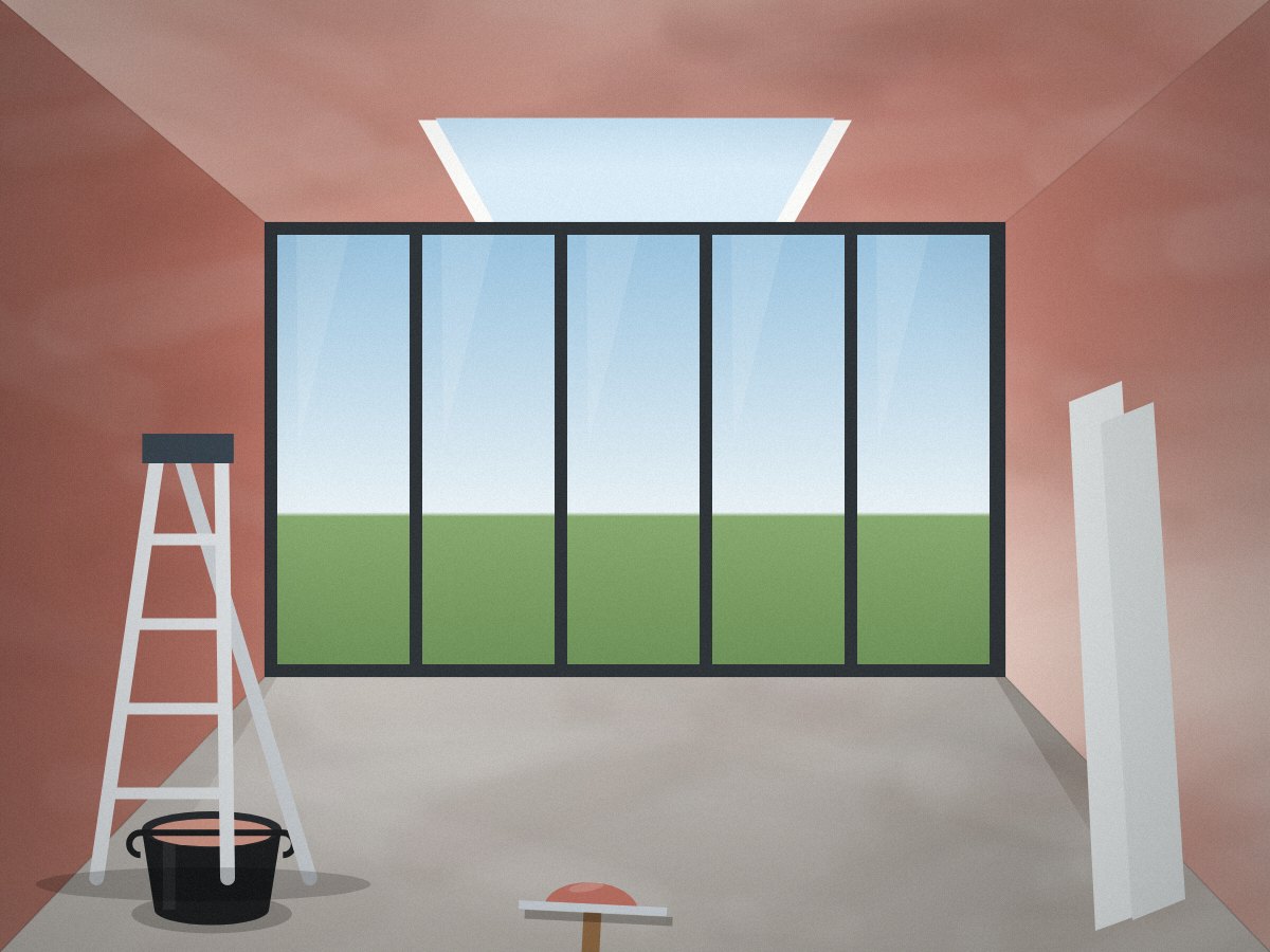 Plastered extension interior