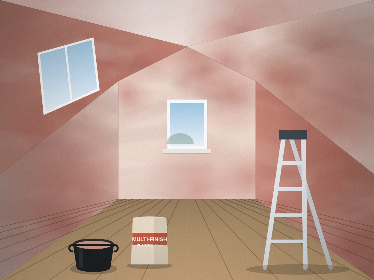 Loft conversion plastered